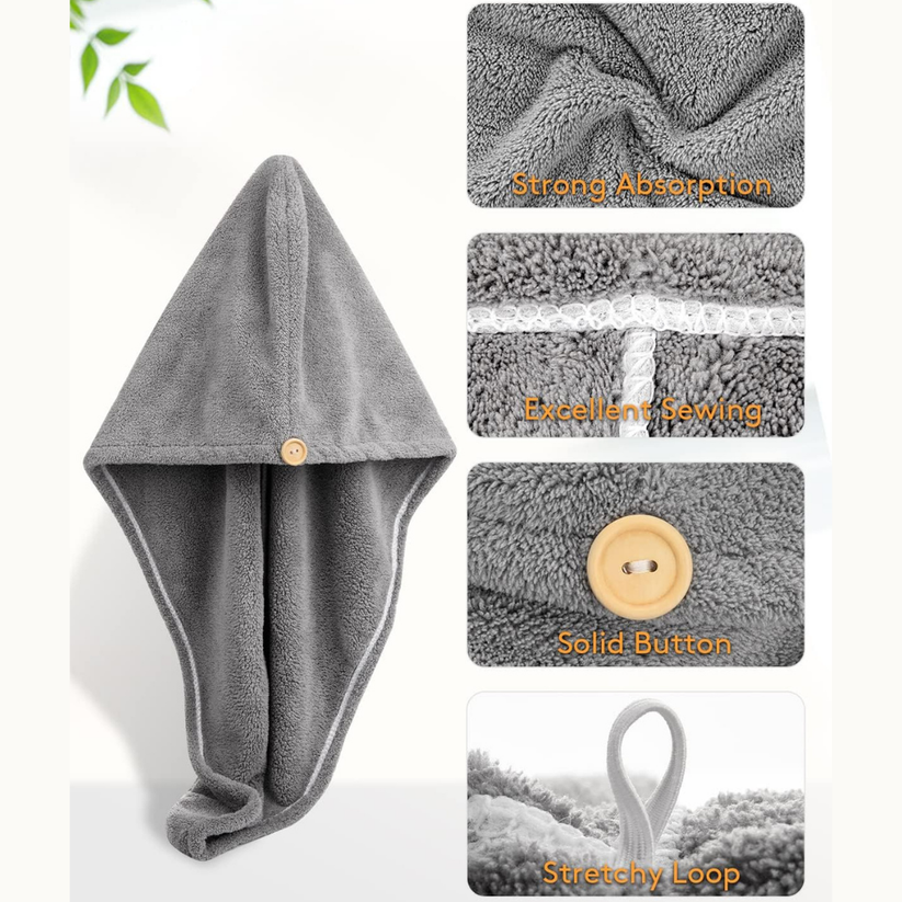 Towel Bath Towels - Dry Hair Cap Super Absorbent Quick-Drying Shower Towel