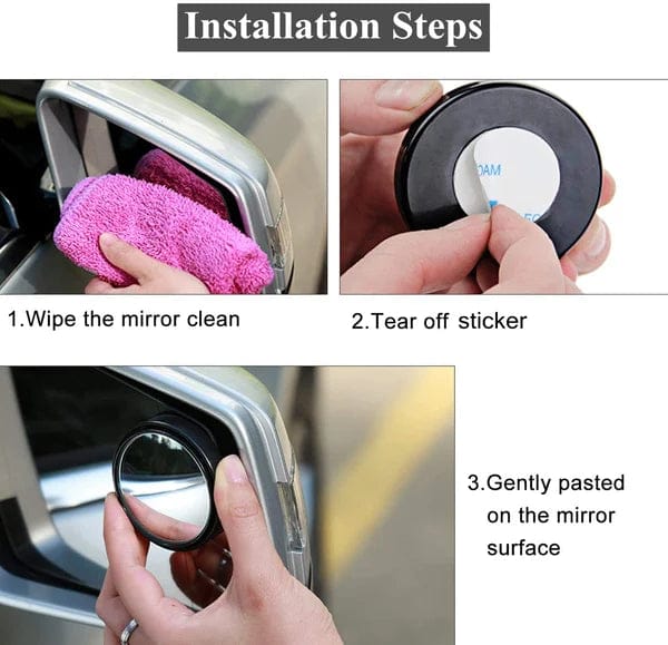 "2Pcs Car Blind Spot Mirrors – 360° Wide Angle Rear View Side Mirror with HD Glass"