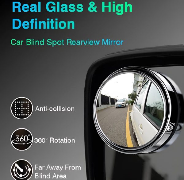 "2Pcs Car Blind Spot Mirrors – 360° Wide Angle Rear View Side Mirror with HD Glass"