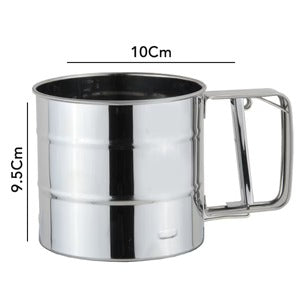 Stainless Steel Flour Sifter – Double Layer Fine Mesh Baking Sieve, One-Hand Press Crank Sifter for Powdered Sugar, Cocoa & Cake Baking