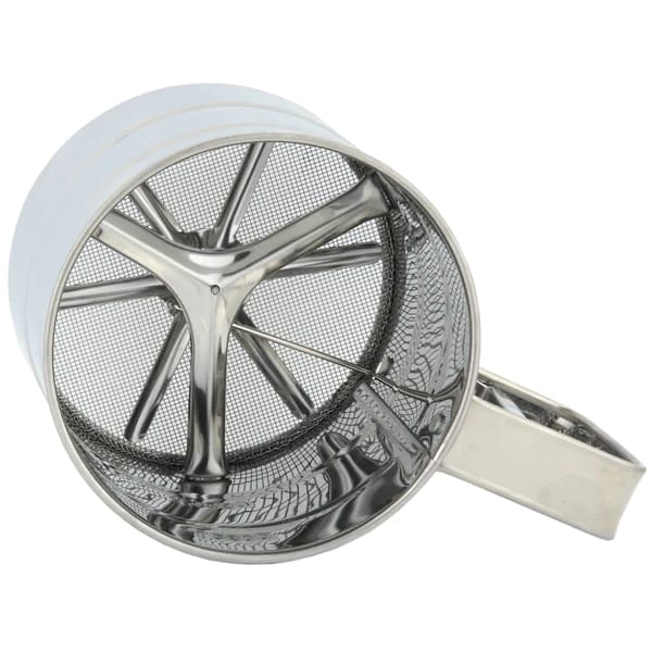 Stainless Steel Flour Sifter – Double Layer Fine Mesh Baking Sieve, One-Hand Press Crank Sifter for Powdered Sugar, Cocoa & Cake Baking