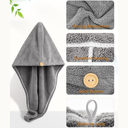 Towel Bath Towels - Dry Hair Cap Super Absorbent Quick-Drying Shower Towel